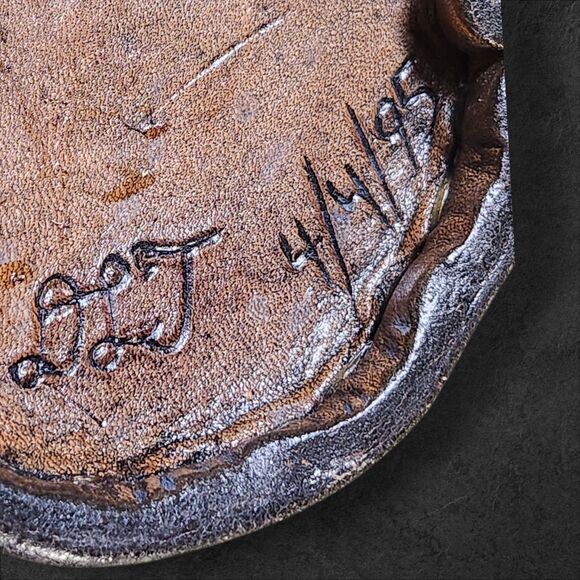 Vintage 1995 Handmade Leather Wrapped Mug DLJ Signed Yin Yang Artisan Ren Faire - Picture 6 of 8